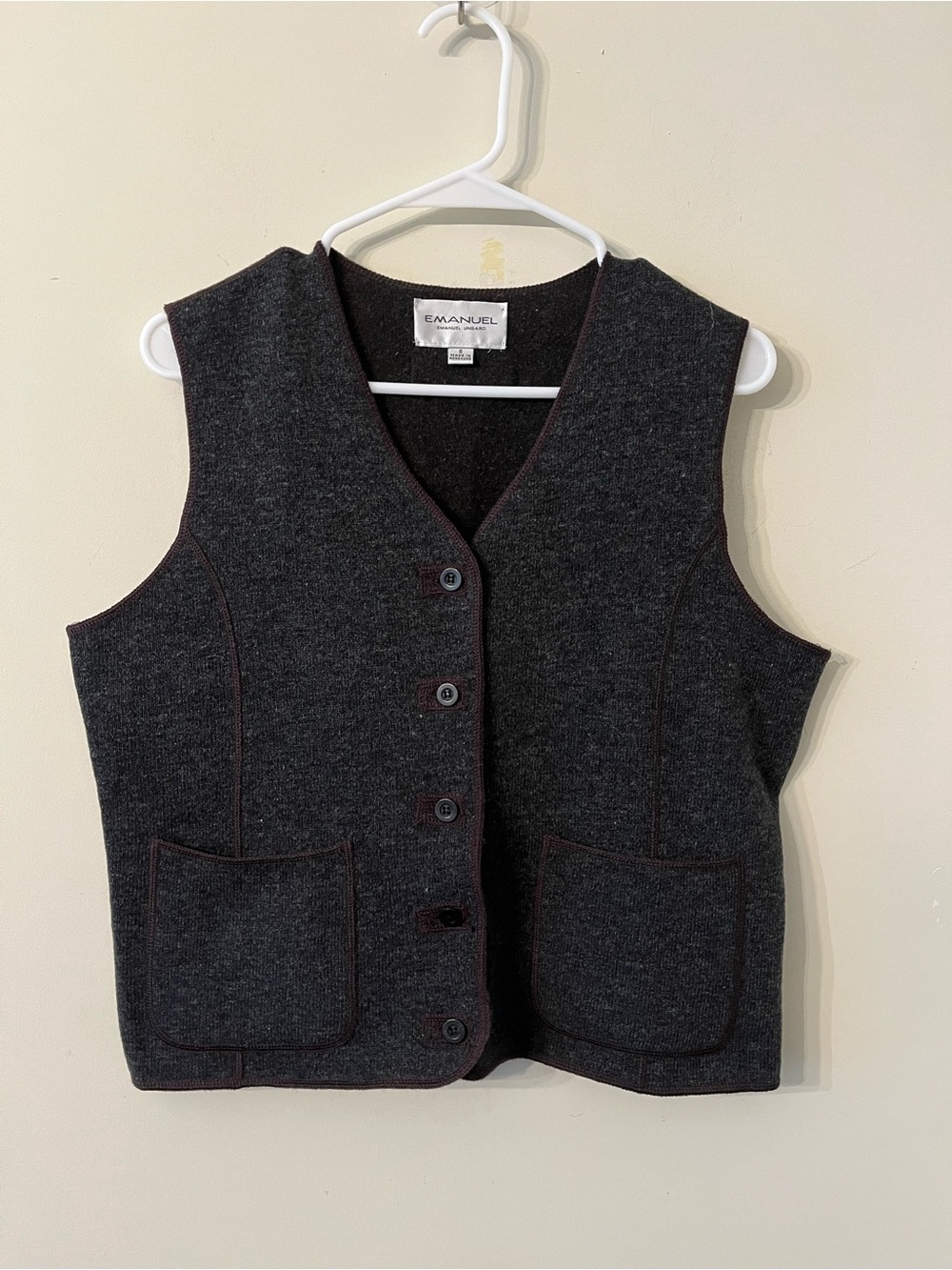 Emanuel Ungaro Button Front Vest in Charcoal Knit Vest